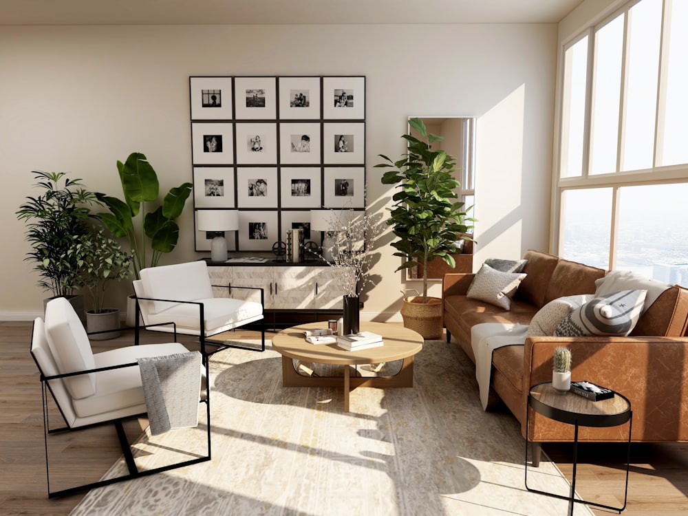 Sala de estar de apartamento com vista para a cidade